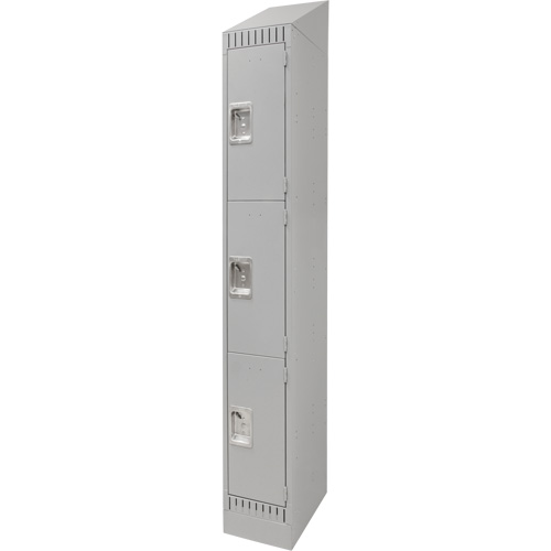 Lockers, 3 -tier, 12" x 18" x 86", Steel, Grey, Knocked Down Chandler Sales