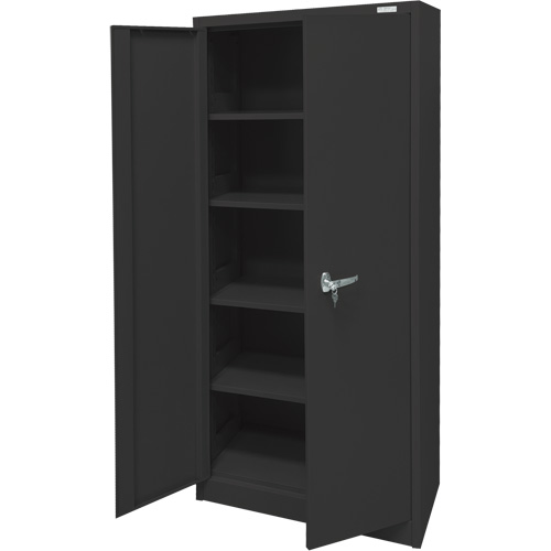Storage Cabinet, Steel, 4 Shelves, 66" H x 30" W x 15" D, Black Chandler Sales
