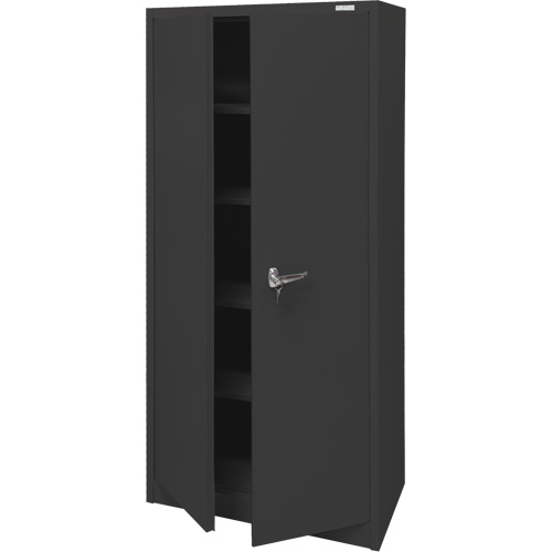 Storage Cabinet, Steel, 4 Shelves, 66" H x 30" W x 15" D, Black Chandler Sales