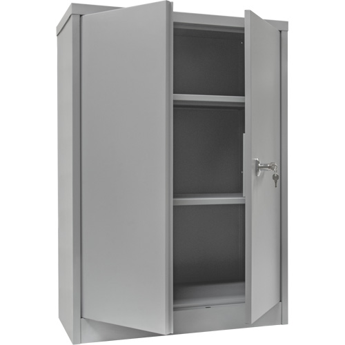 Counter-High Storage Cabinet, Steel, 2 Shelves, 42" H x 36" W x 24" D, Grey Chandler Sales