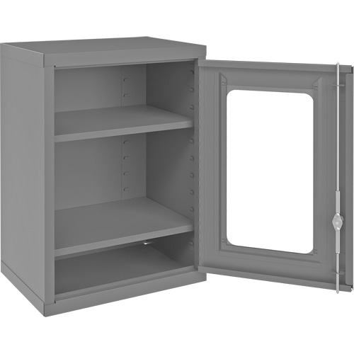 Armoire de rangement murale avec portes transparentes, 26-15/16" h x 18-1/8" la x 13-11/16" p, 2 tablettes, Acier, Gris Chandler Sales