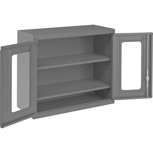 Armoire de rangement murale avec portes transparentes, 26-15/16" h x 29-7/8" la x 13-11/16" p, 2 tablettes, Acier, Gris Chandler Sales
