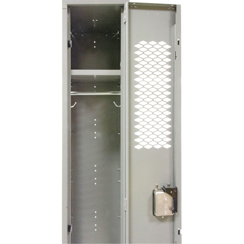 Vented Lockers, Bank of 3, 36" x 18" x 78", Steel, Grey, Knocked Down, Perforated Chandler Sales