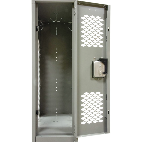 Vented Lockers, 2 -tier, Bank of 3, 36" x 18" x 88", Steel, Grey, Knocked Down, Perforated Chandler Sales
