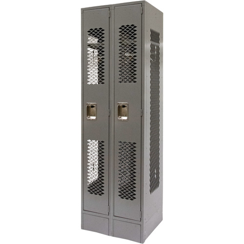 Vented Lockers, Bank of 2, 24" x 18" x 78", Steel, Grey, Knocked Down, Perforated Chandler Sales