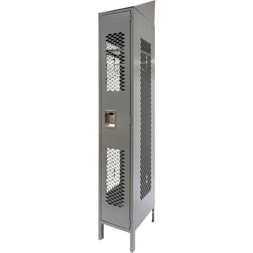 Vented Lockers, 12" x 18" x 88", Steel, Grey, Knocked Down, Perforated Chandler Sales