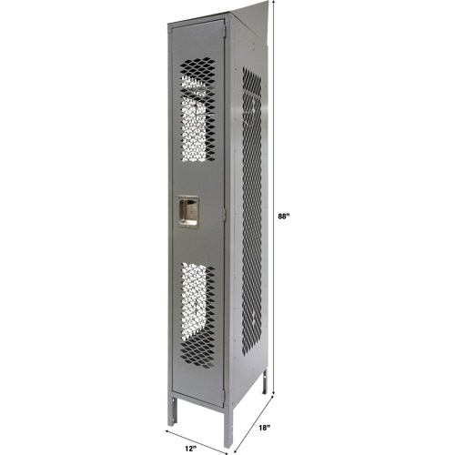 Vented Lockers, 12" x 18" x 88", Steel, Grey, Knocked Down, Perforated Chandler Sales