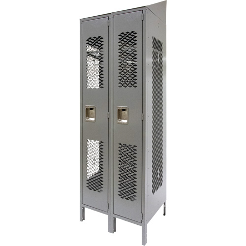 Vented Lockers, Bank of 2, 24" x 18" x 88", Steel, Grey, Knocked Down, Perforated Chandler Sales