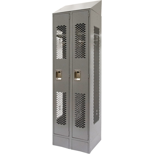 Vented Lockers, Bank of 2, 24" x 18" x 88", Steel, Grey, Knocked Down, Perforated Chandler Sales