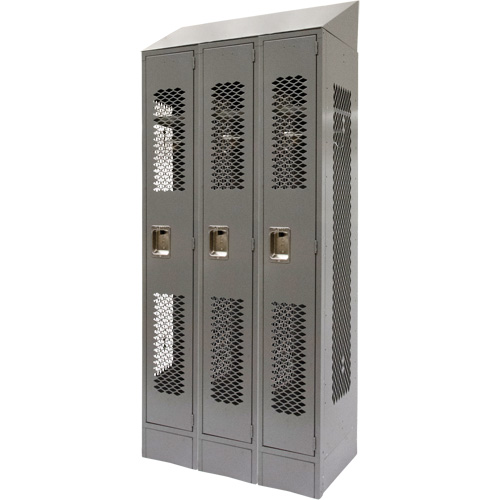 Casiers ventil&eacute;s, Bloc de 3, 36" x 18" x 88", Acier, Gris, D&eacute;mont&eacute;, Perfor&eacute; Chandler Sales