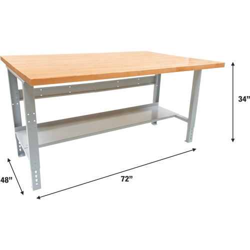 Industrial Modular Workbench, 1000 lbs. Cap., 72" W x 48" D Chandler Sales