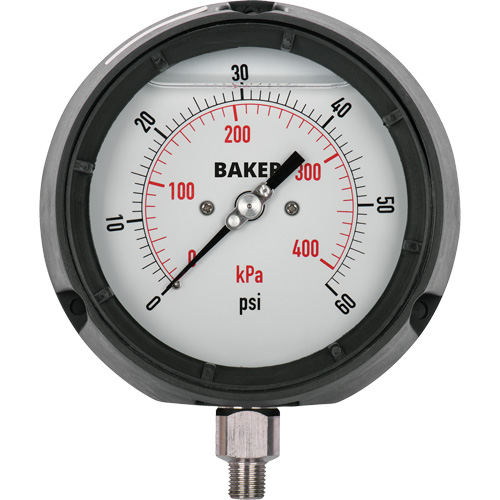 Manom&egrave;tre,  4-1/2", 30" 0 Hg Vac, Fixation inf&eacute;rieure, Analogique rempli de liquide Chandler Sales