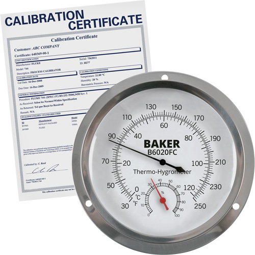 Dial Thermo-Hygrometer with ISO Certificate, 0% - 100% RH, 30 - 250°F (0 - 120°C) Chandler Sales