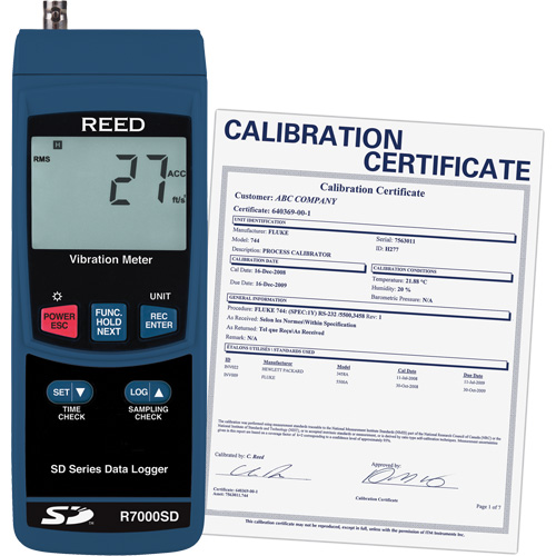 Data Logging Vibration Meter with ISO Certificate, 10% - 85% RH, 32°- 122° F ( 0° - 50° C ) Chandler Sales