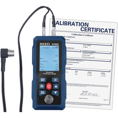 Thickness Gauge with Calibration Certificate, Digital Display, Ultrasound, 0.04" - 11.8" (1 mm - 300 mm) Range Chandler Sales
