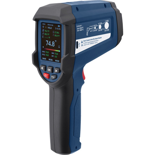 Professional Infrared Thermometer with Integrated Type K Thermocouple, -58 - 3362°F (-50 - 1850°C), 55:1, Adjustable Emmissivity Chandler Sales