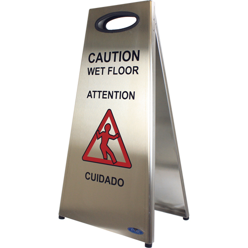 "Wet Floor" Sign, Trilingual With Pictogram Chandler Sales