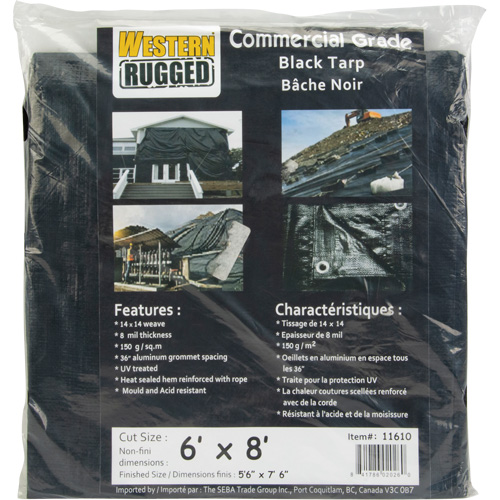 Tarp, Light Industrial Duty, Black, 6' x 8' x 8 mils Chandler Sales