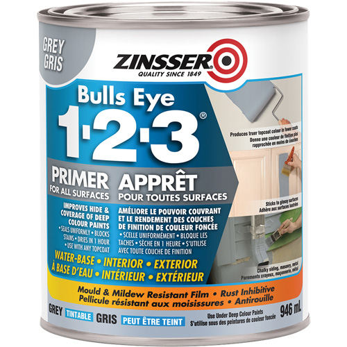 Bulls Eye 1-2-3&reg; Water-Base Primer, 946 ml, Can, Grey Chandler Sales