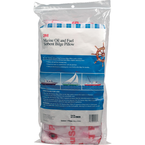 Tampon de fond de cale pour huiles et carburants nautiques, Huile seulement, 15" lo x 7" la, 12,1 gal absorption/pqt Chandler Sales