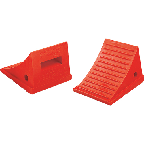 General Purpose Wheel Chocks, Polyurethane, Orange, 7-1/2" W x 8-1/2" D x 6-1/4" H Chandler Sales