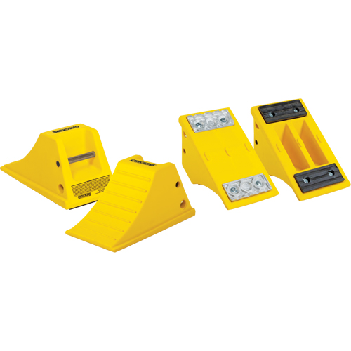 All-Terrain Wheel Chocks, Urethane, Yellow, 8-1/2" W x 15-1/2" D x 8-1/4" H Chandler Sales