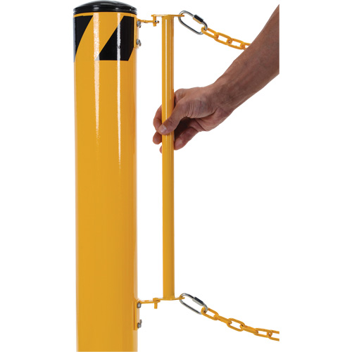 Dock Chain Barrier Bollard System, Steel, 42" H x 6-5/8" W, Yellow Chandler Sales
