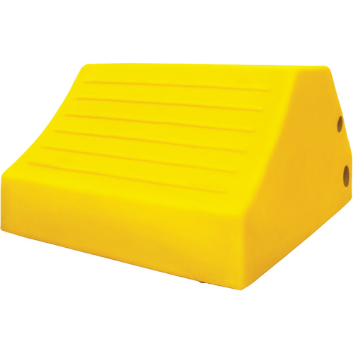 165 Ton Large Equipment Wheel Chock with Handle & Hole, Urethane, Yellow Chandler Sales