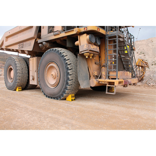 Checkers Safety Heavy-Duty Ultra Class Mining Wheel Chock, HDPE, Yellow, 14-1/2" W x 17-1/2" D x 16" H Chandler Sales