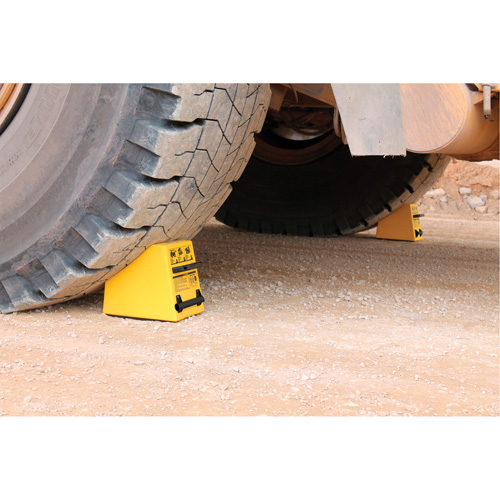Checkers Safety Heavy-Duty Ultra Class Mining Wheel Chock, HDPE, Yellow, 14-1/2" W x 17-1/2" D x 16" H Chandler Sales