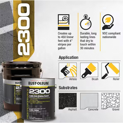 2300 System Traffic Zone Striping Paint, Yellow, 5 gal., Gallon Chandler Sales