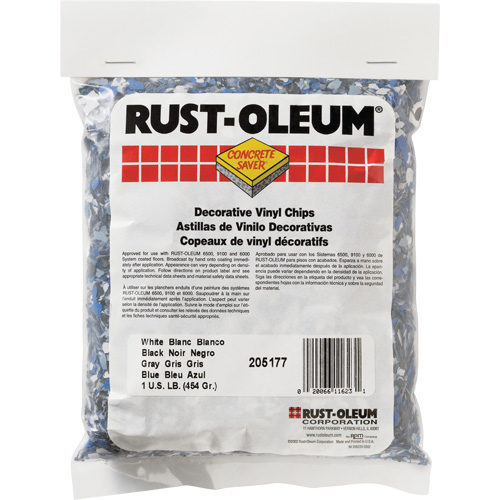 Pastilles de vinyle d&eacute;coratives Concrete Saver, 0,5 kg, Sac, M&eacute;lange noir/blanc/bleu Chandler Sales