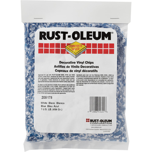 Pastilles de vinyle d&eacute;coratives Concrete Saver, 0,5 kg, Sac, Mlange bleu/blanc Chandler Sales