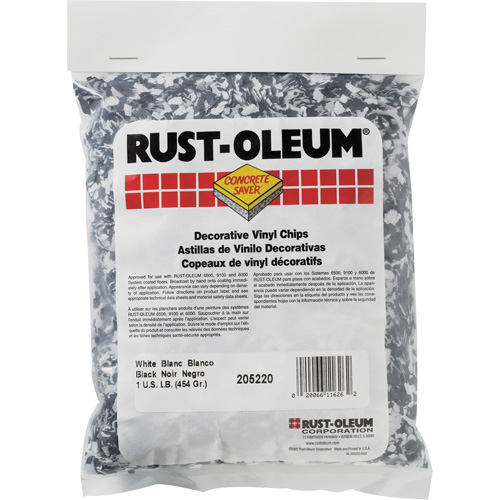 Pastilles de vinyle d&eacute;coratives Concrete Saver, 0,5 kg, Sac, M&eacute;lange noir/blanc Chandler Sales