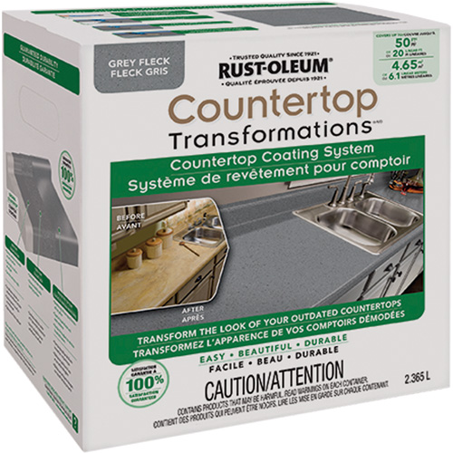 Syst&egrave;me de rev&ecirc;tement mouchet&eacute; pour comptoir Countertop Transformations, 2,37 L, Trousse, Molleton gris Chandler Sales