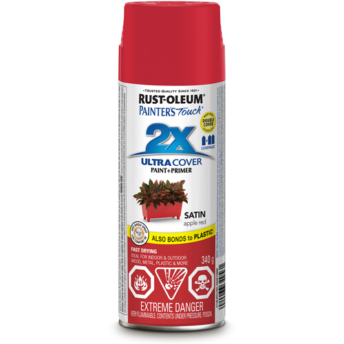 Painter's Touch&reg; Ultra Cover Paint, Apple Red, Satin, Aerosol Can Chandler Sales