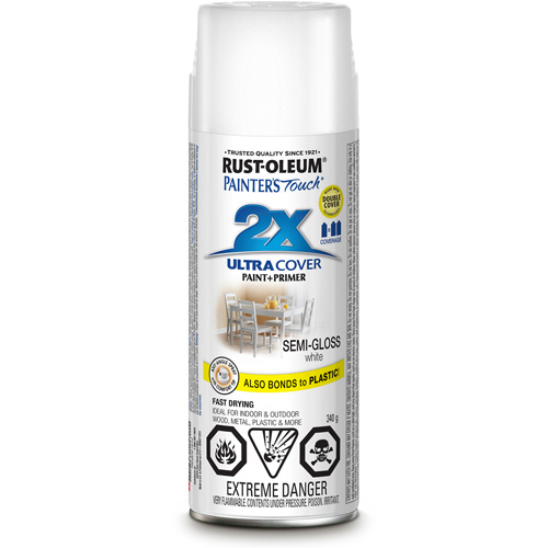 Peinture &agrave; pouvoir couvrant &eacute;lev&eacute; Painter's Touch, Blanc, Semi-brillant, Canette a&eacute;rosol Chandler Sales