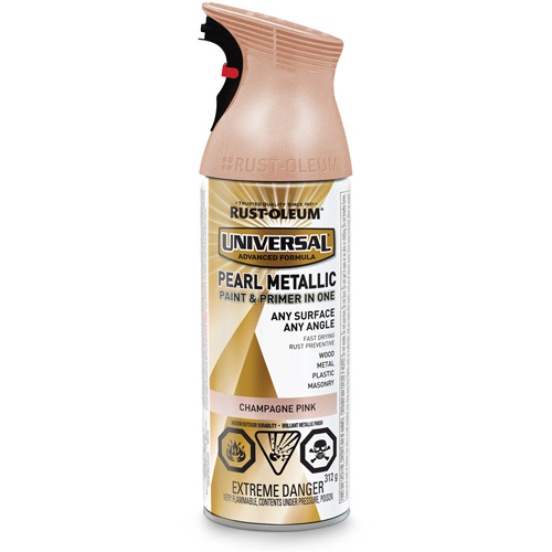 Universal&reg; Pearl Paint & Primer In One Spray Paint, Champagne Pink, Metallic, Aerosol Can Chandler Sales