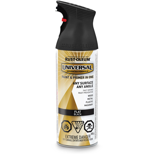 Universal&reg; Enamel Paint & Primer In One, Black, Very Flat, Aerosol Can Chandler Sales