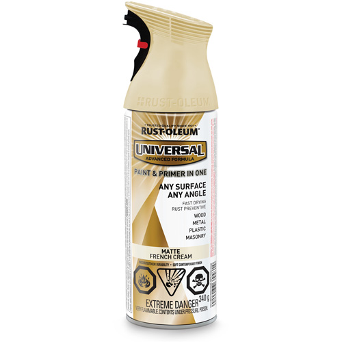 Peinture-&eacute;mail et couche de fond Universal, Blanc cr&egrave;me française, Mat, Canette a&eacute;rosol Chandler Sales