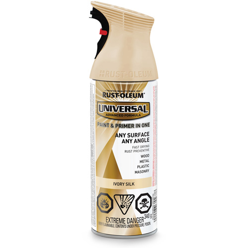 Universal&reg; Enamel Paint & Primer In One, Ivory Silk White, Satin, Aerosol Can Chandler Sales