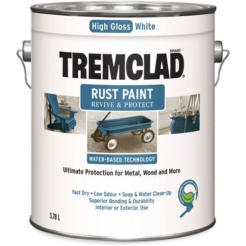 Peinture antirouille &agrave; base d'eau Tremclad, 3,78 L, Gallon, Blanc Chandler Sales