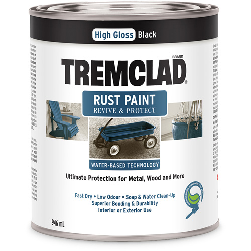 Tremclad&reg; Water-Based Rust Paint, 946 ml, Can, Black Chandler Sales