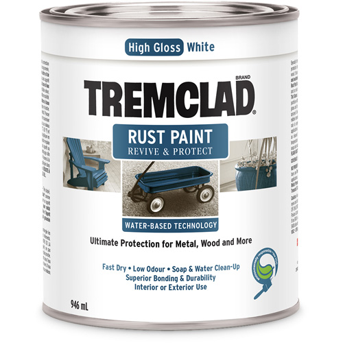 Tremclad&reg; Water-Based Rust Paint, 946 ml, Can, White Chandler Sales