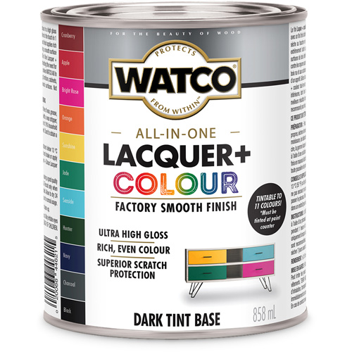 Watco&reg; All In One Lacquer + Colour Dark Tint Base, 946 ml, Dark Tint Base, High-Gloss Chandler Sales