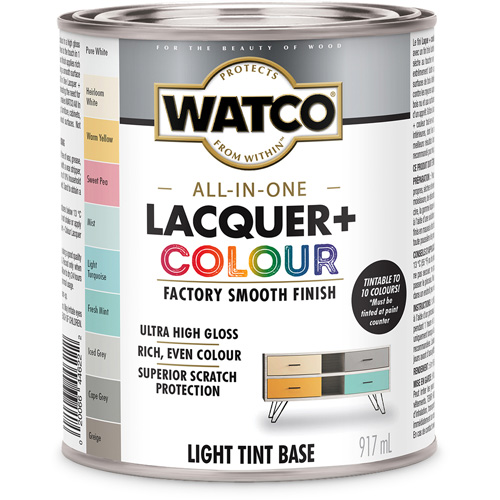 Watco&reg; All In One Lacquer + Colour Light Tint Base, 946 ml, Light Tint Base, High-Gloss Chandler Sales