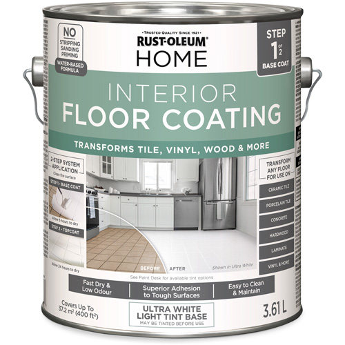 Home Interior Floor Coating System Base Coat, 3.61 L, Water-Based, Very Flat, Tint Base/White Chandler Sales