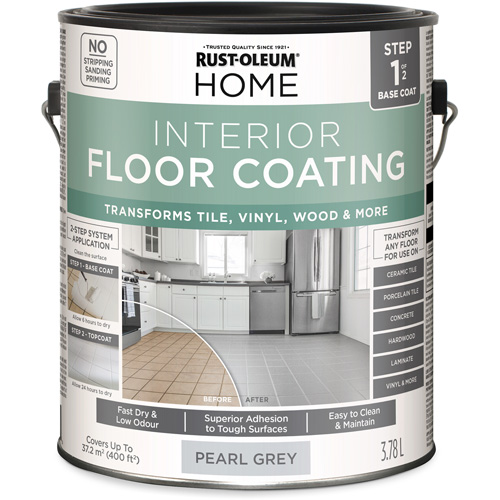 Home Interior Floor Coating System Base Coat, 3.78 L, Water-Based, Very Flat, Grey Chandler Sales