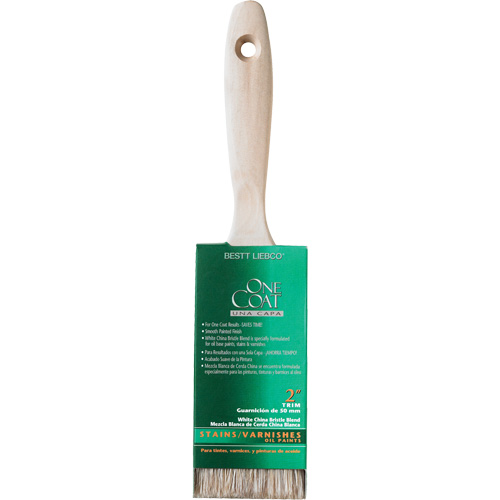 Pinceau pour murs et moulures One Coat, Soie blanche, Manche Bois, Largeur de 2" Chandler Sales