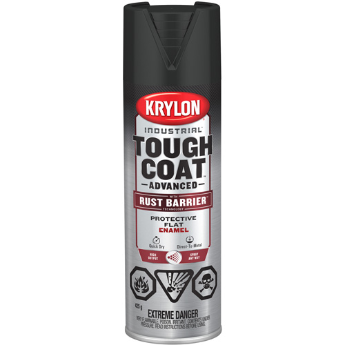 Peinture Tough Coat avec technologie Rust Barrier, Noir, Plat, 425 g, Canette a&eacute;rosol Chandler Sales